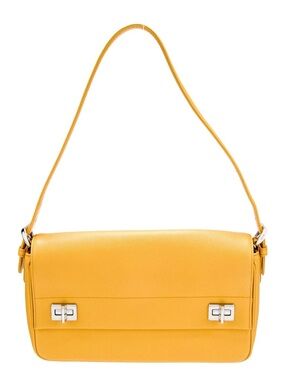 Prada Cleo Yellow Saffiano Shoulder Bag with Silver Hardware